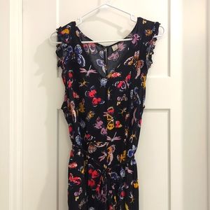 Butterfly print romper with pockets